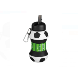 Sticla Apa Pliabila din Silicon cu Model Minge de Fotbal si Breloc, 550 ml
