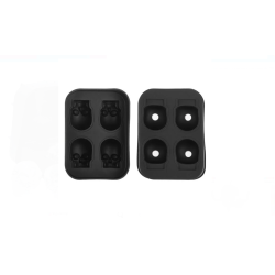 Forma pentru Gheata din Silicon Negru cu 4 Cranii, 11.5x8x4.5 cm