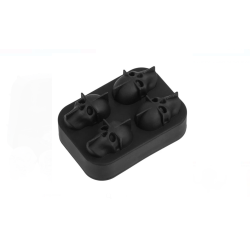 Forma pentru Gheata din Silicon Negru cu 4 Cranii, 11.5x8x4.5 cm