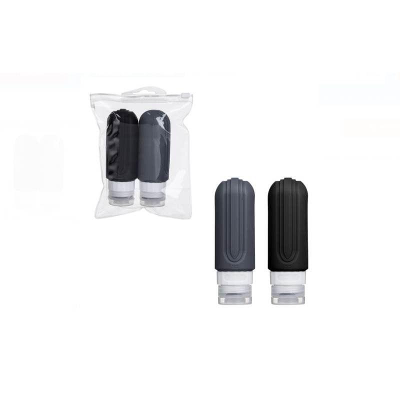 Set Sticle din Silicon Gri si Neagra pentru Cosmetice 90 ml - 2 Buc