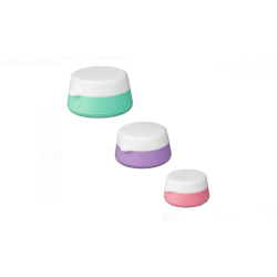 Set Recipiente din Silicon Roz, Lila si Verde Menta pentru Calatorie 10 ml, 20 ml si 30 ml - 3 Buc