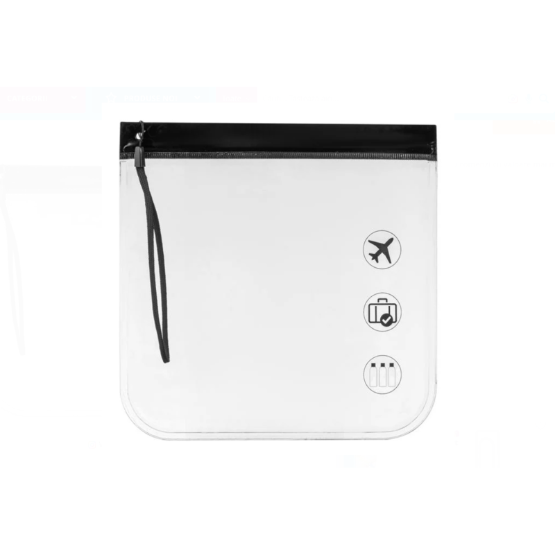 Pungi Travel Transparente cu Maner si Fermoar Negru 20x20 cm - 2 Buc