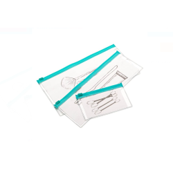Set Portfarduri Transparente Turcoaz cu Fermoar - 3 Buc