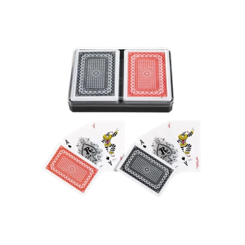 Set Carti de Joc Deluxe Laminat, Rosu si Negru - 2 Pachete