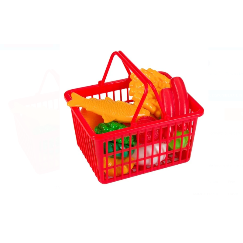 Cos Supermarket cu Alimente si Legume - 18 Piese