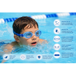 Ochelari Inot Albastri pentru Copii, Protectie UV, Banda Reglabila