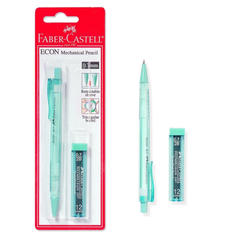 Creion Mecanic Faber Castell 0.7mm si mine de rezerva - 2 buc