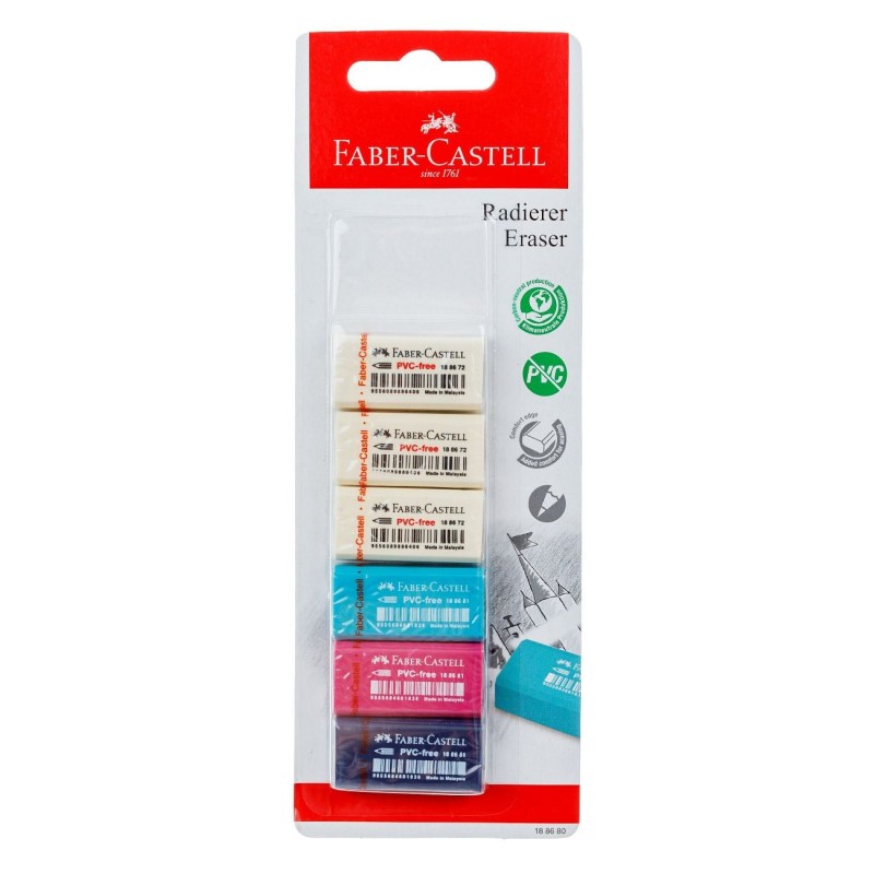 Radiere de Diferite Culori Faber Castell - 6buc
