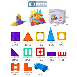 Set inteligent de constructie magnetic, Zanox®, 100 piese multicolore