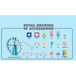 Set de constructie interactiv magnetic 3D, Zanox®, pista cu bile, roata electrica, lumina si muzica