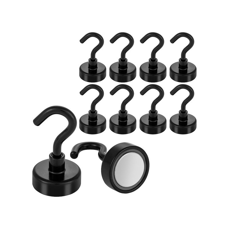 Set 10 carlige magnetice neodim, negru