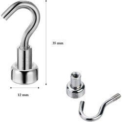 Set 10 carlige magnetice neodim, argintiu