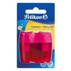 Ascutitoare Pelikan cu 2 Gauri si Recipient Roz