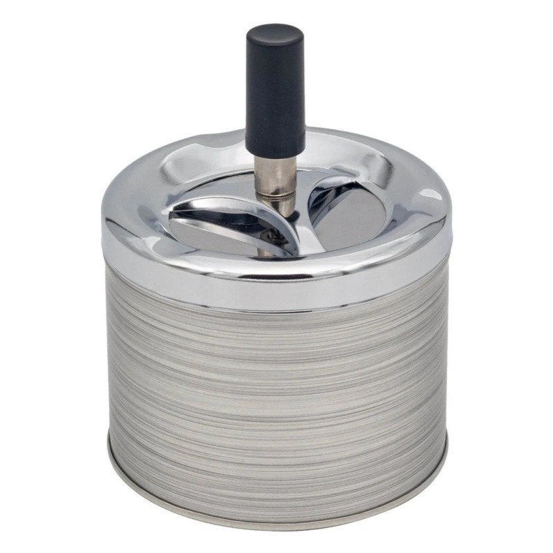 Scrumiera Metalica Anti Vant Argintie cu Dungi Ø9x14cm