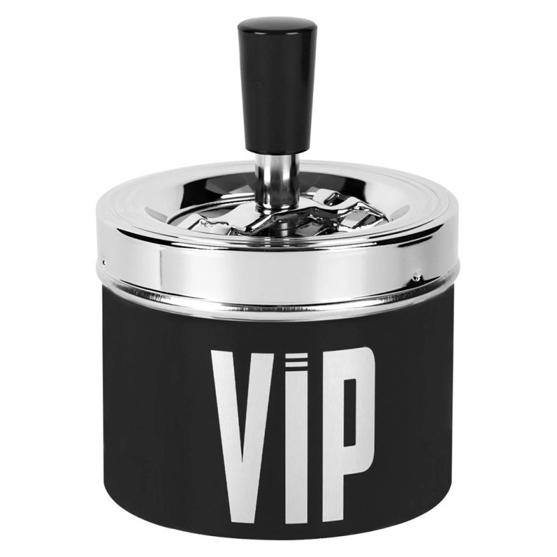 Scrumiera Metalica Anti Vant Argintie Neagra VIP Ø9x14cm