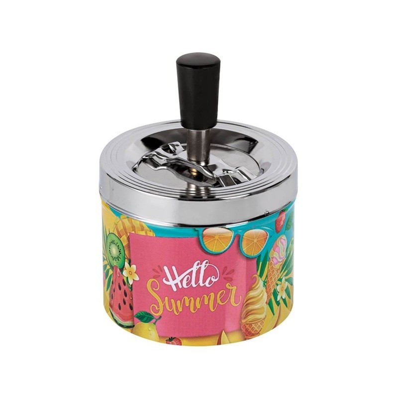 Scrumiera Metalica Anti Vant Argintie Hello Summer Ø9x14cm