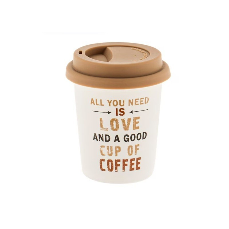 Pahar New Bone Alb Mat Ceramic cu Mesaj "All YOU NEED IS LOVE"