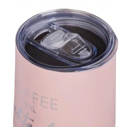 Pahar Termos Metalic Roz "Coffee" cu Capac Transparent 350ml