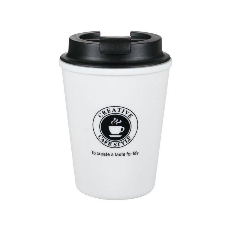 Pahar din Plastic Alb Negru Capac 300ml