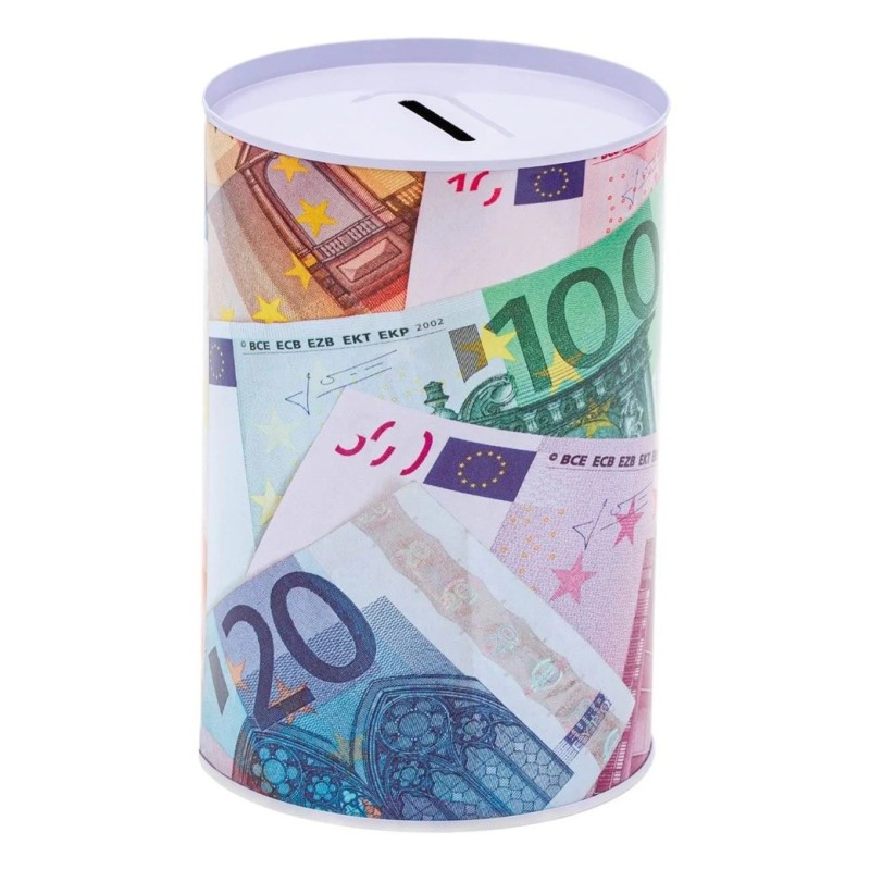 Pusculita Metalica Bancnote € Ø10x15cm