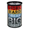 Pusculita Metalica Neagra "Work Hard Dream Big" Ø8x12cm
