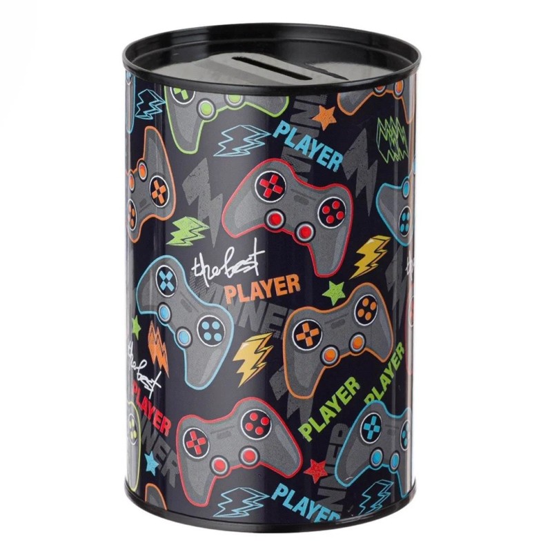 Pusculita Metalica Neagra Model Gamer Ø8x12.5 cm