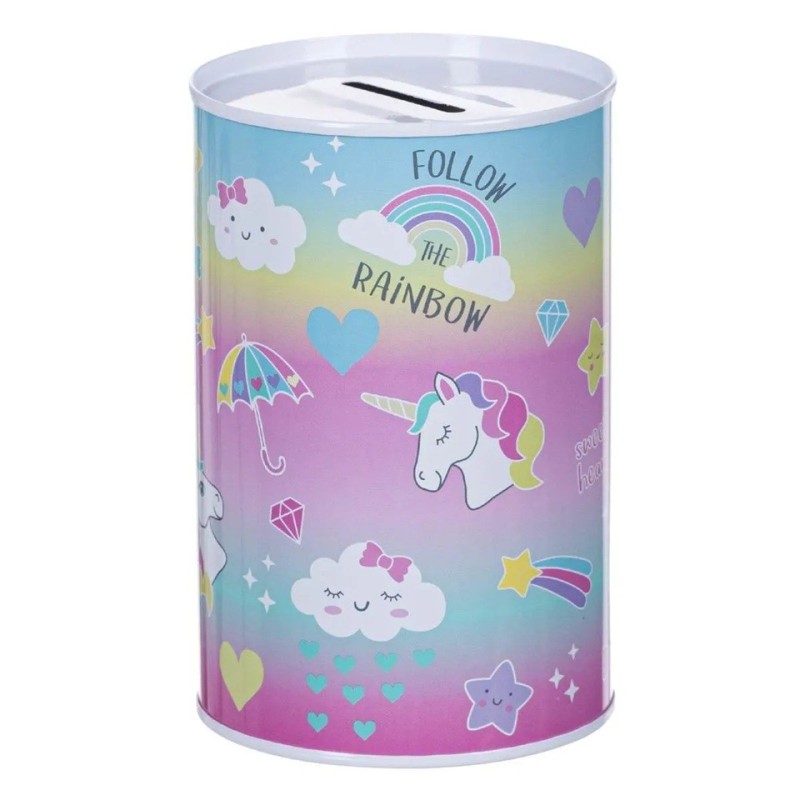 Pusculita Metalica Roz Unicorni Ø8x12.5cm