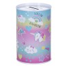 Pusculita Metalica Roz Unicorni Ø8x12.5cm