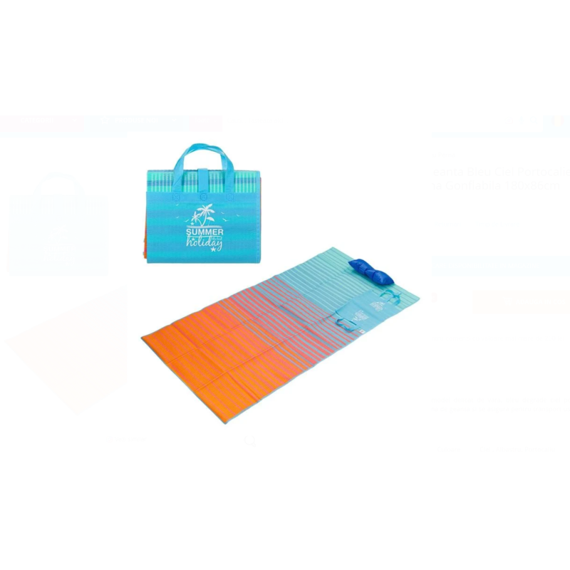 Rogojina Plaja ZANOX Tip Geanta Bleu Ciel Portocaliu Degrade cu Perna Gonflabila 180x86cm