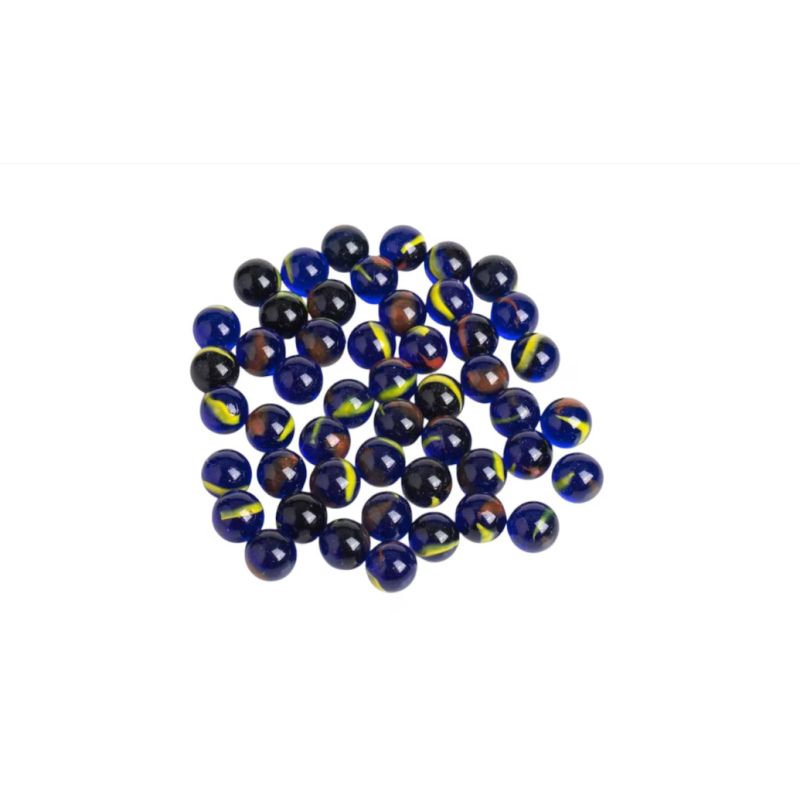 Set Bile de Sticla Albastre 15mm, 50 Bucati, Joc Clasic Marbles