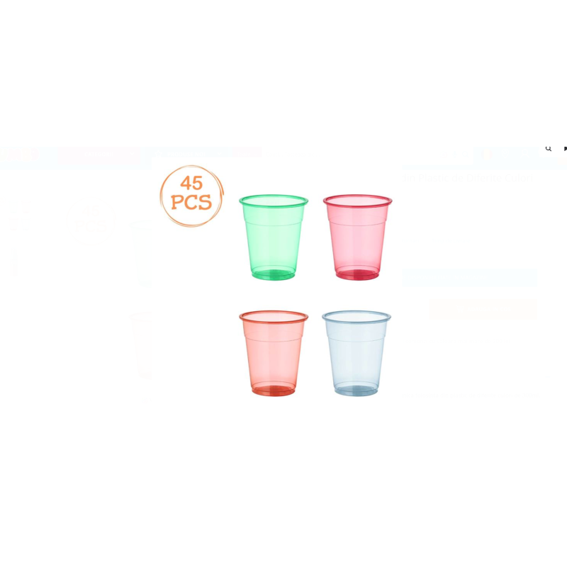 Set 45 de Pahare din Plastic de Diferite Culori 300ml