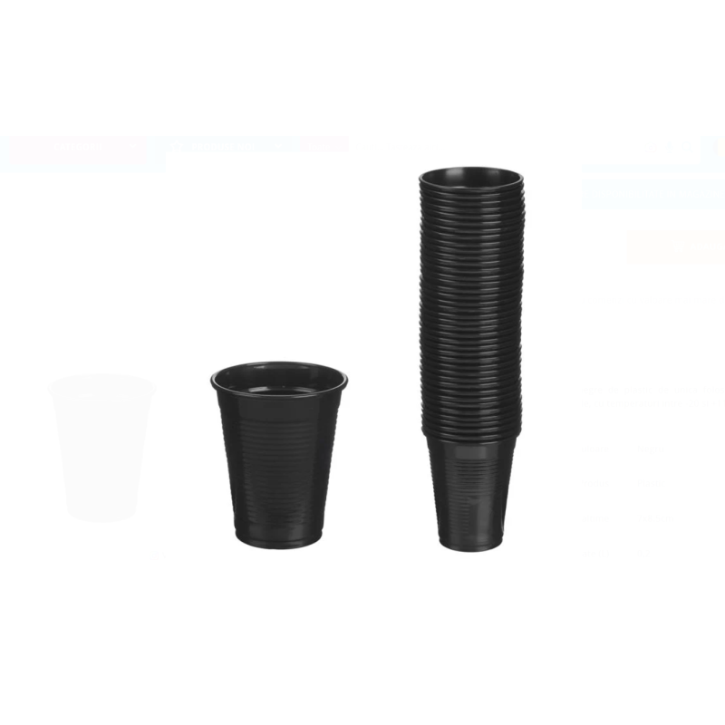 Set 40 de Pahare Negre din Plastic 200ml