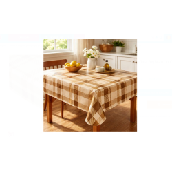 Fata de Masa Plastifiata Bej Maro in Carouri 180x140cm
