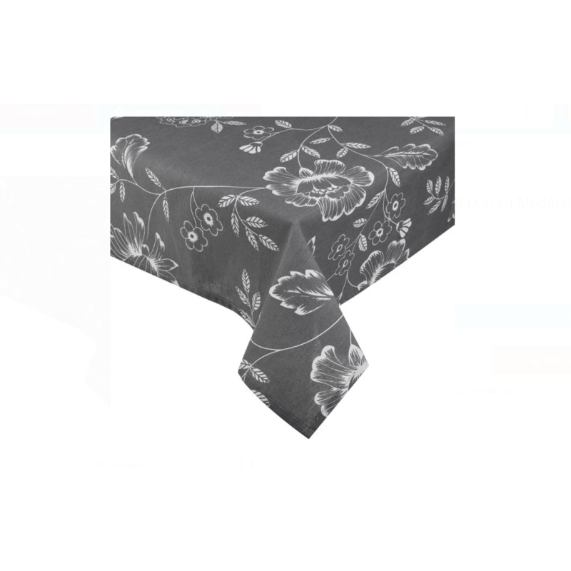 Fata de Masa Textila Gri cu Model Floral 140x180cm