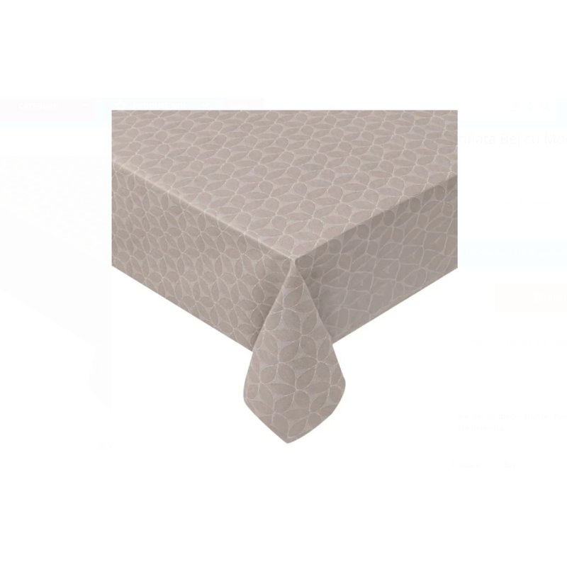 Fata de Masa Plastifiata Bej cu Model Frunze 180x140cm
