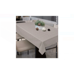 Fata de Masa Plastifiata Bej cu Model Frunze 180x140cm