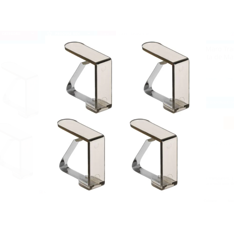 Cleme din Plastic Maro Transparent cu Baza Metalica Fixare Fata de Masa - 4buc