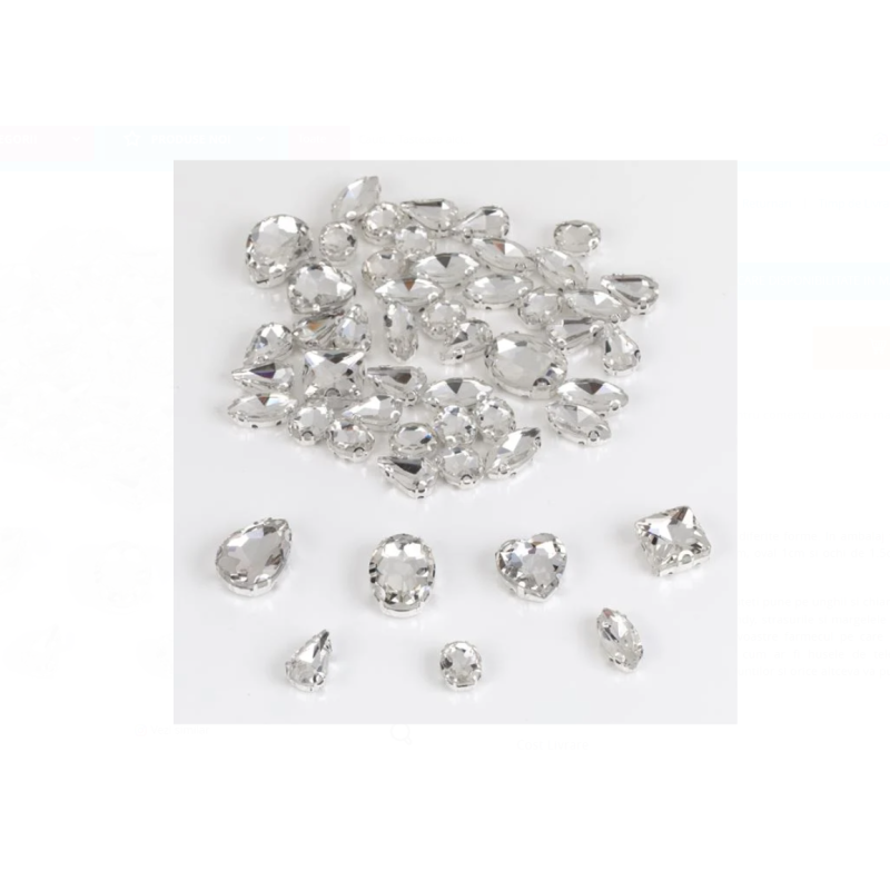 Strass Argintiu de Diferite Modele & Marimi pentru Haine & Accesorii - 50buc
